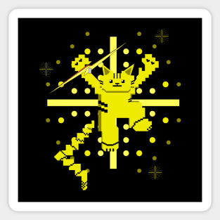 Cat Lightning Retro Gaming Yellow Sticker